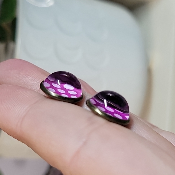 Polka Dot Gumdrop Stud Earrings - Picture 5 of 6